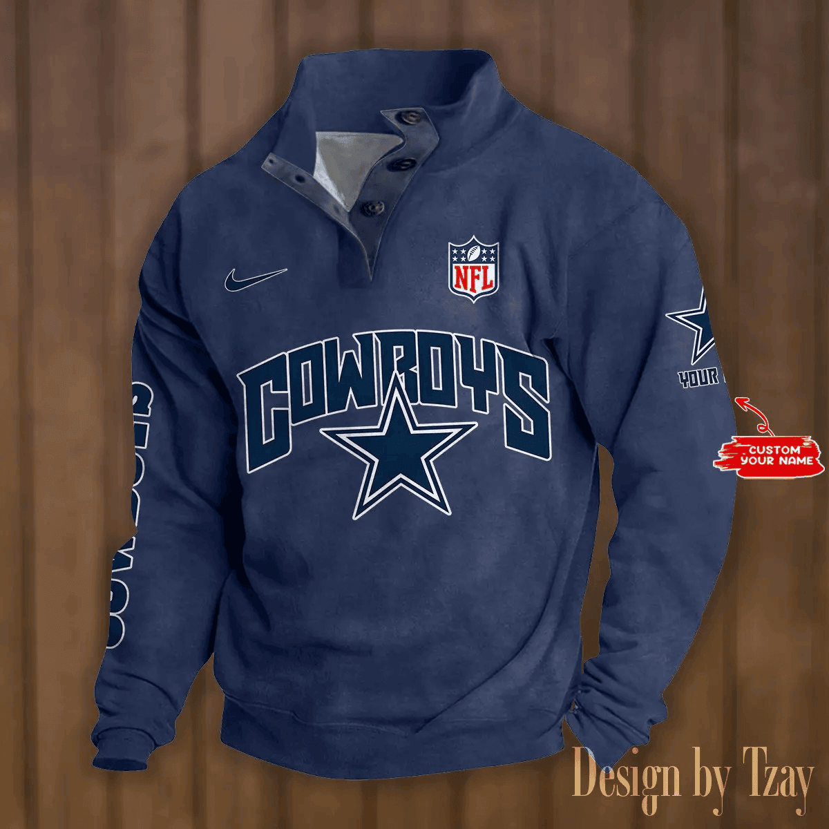 Dallas Cowboys Premium Stand-Collar Game-Day Pullover - Engineered Warmth & Personalized Name S9DBSCH041