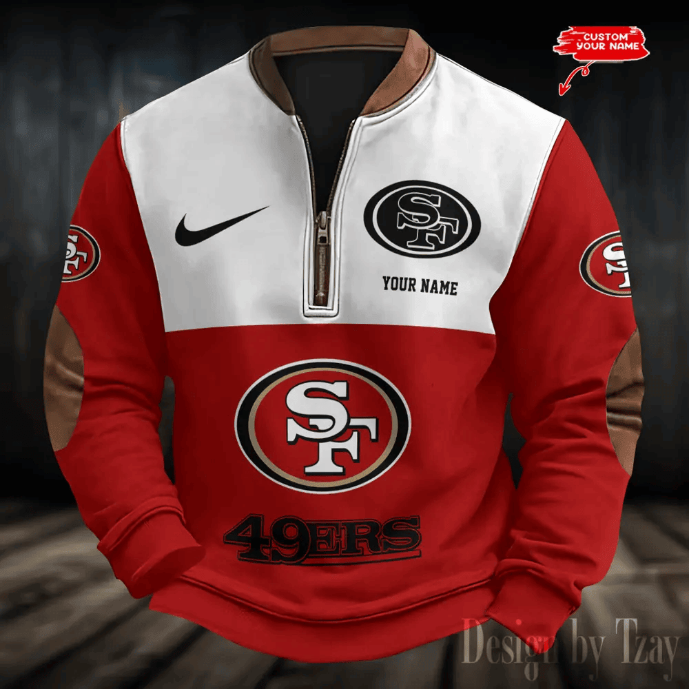 S9MPZNS182-San Francisco 49ers Premium Personalized Game-Day Quarter-Zip