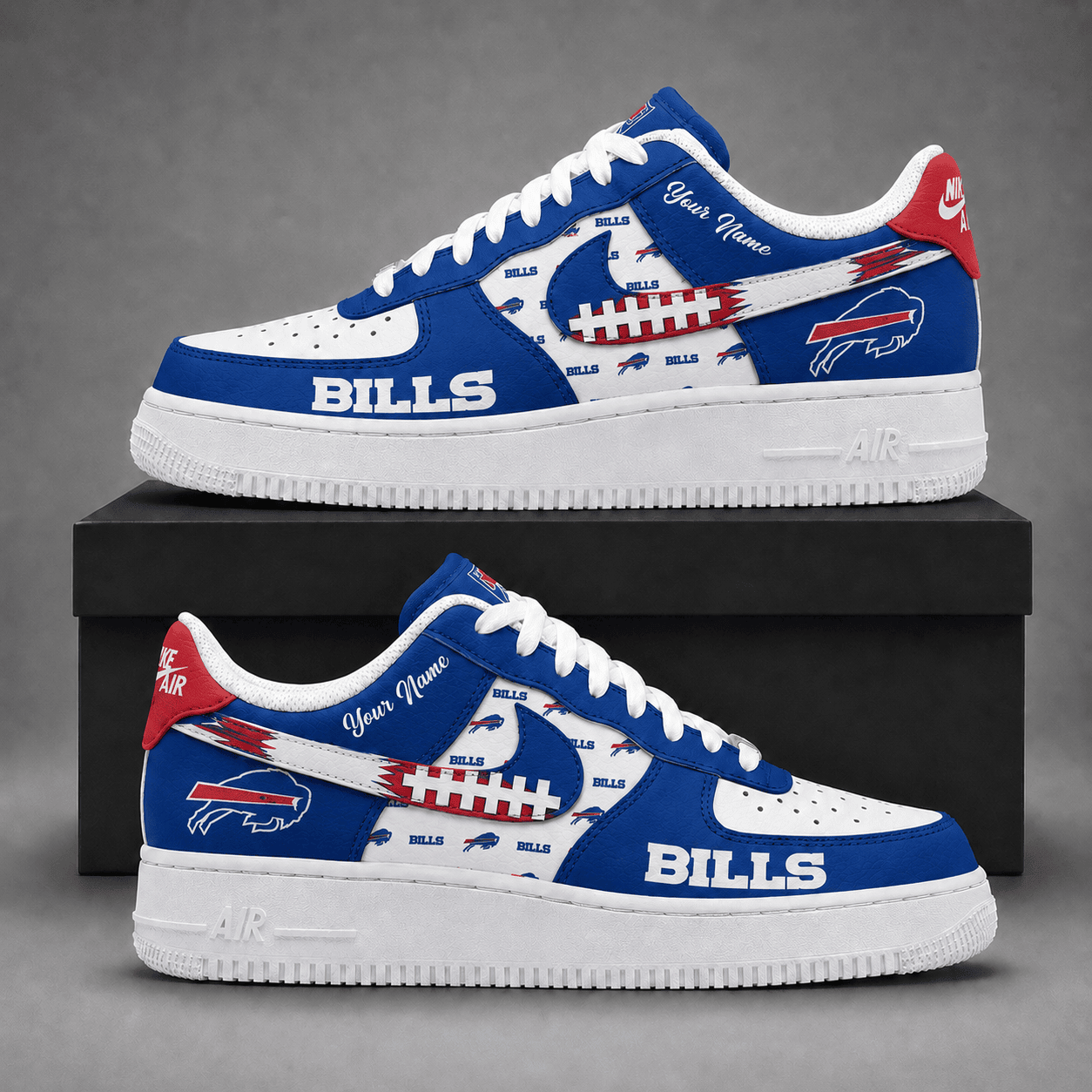 Buffalo Bills | Premium NFL Fear The Team AF1 Sneakers Personalized - VA37426