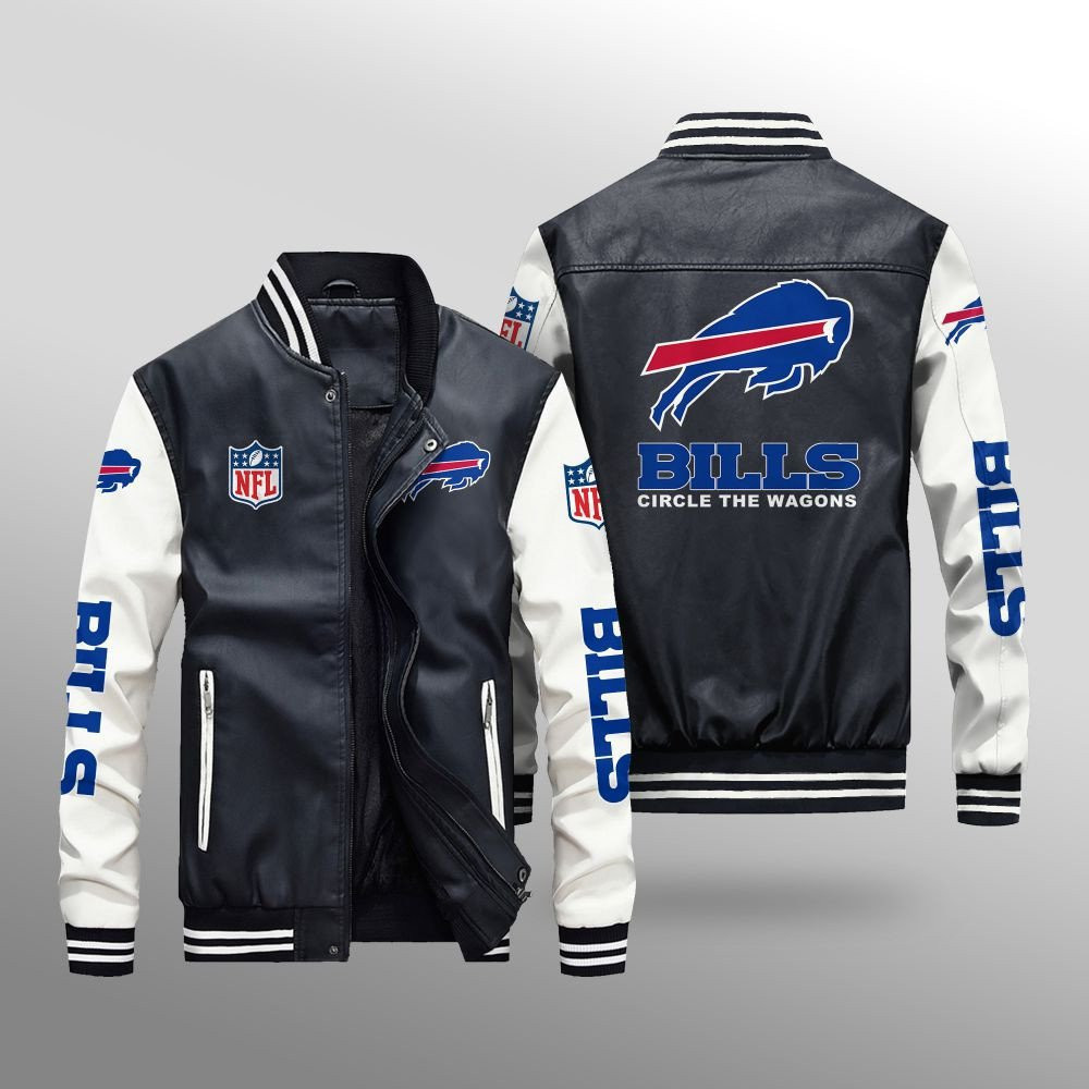 Buffalo Bills Premium Fleece-Lined Leather Bomber Jacket BG20