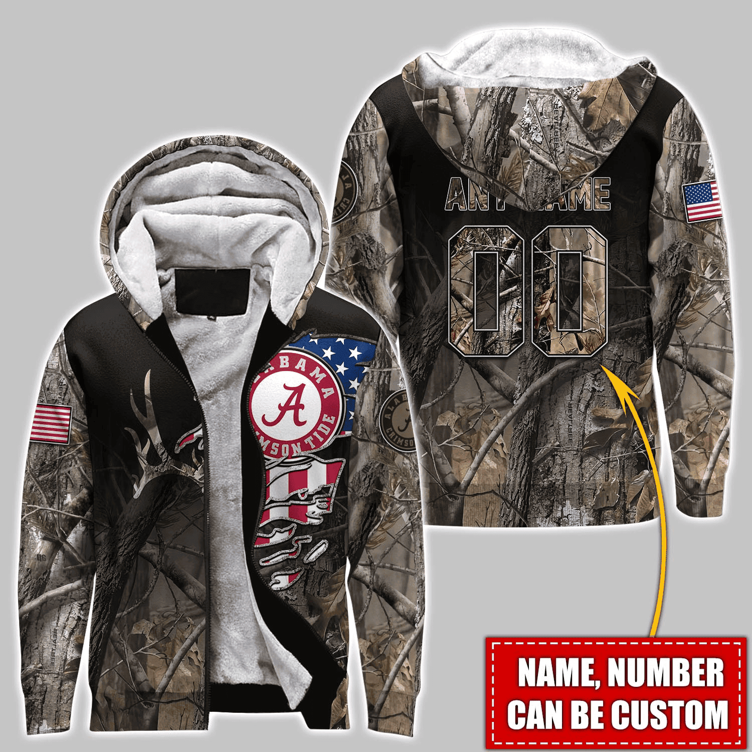NCAAM Alabama Crimson Tide (Your Name) Fleece Zip Hoodie FZHQ1Q7