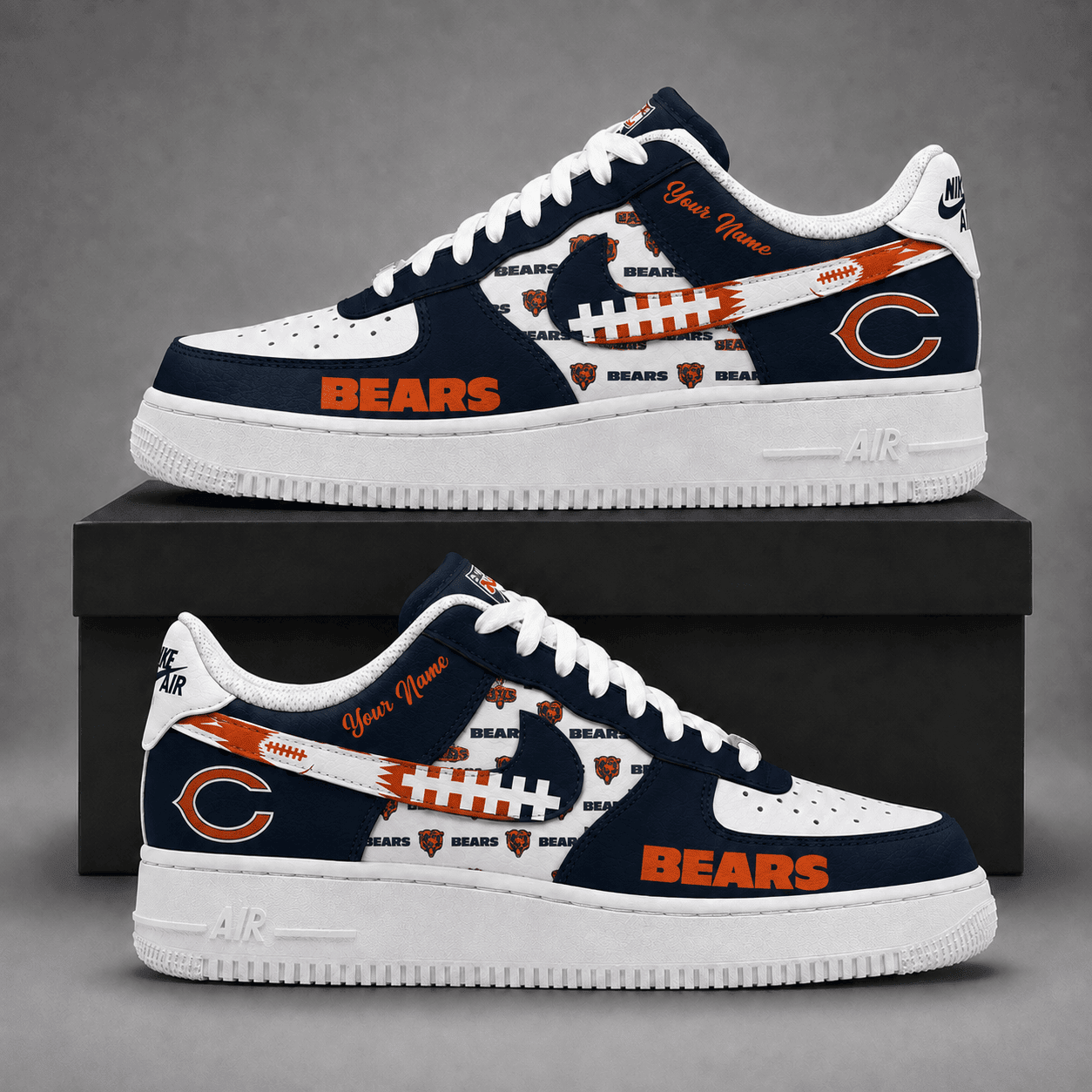 Chicago Bears | Premium NFL Fear The Team AF1 Sneakers Personalized - VA37431