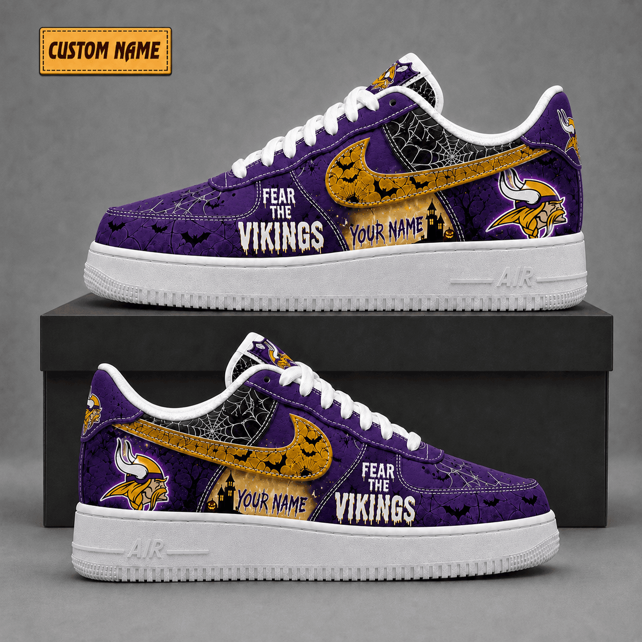 Minnesota Vikings | Premium NFL Fear The Team Halloween AF1 Sneakers - VA323535