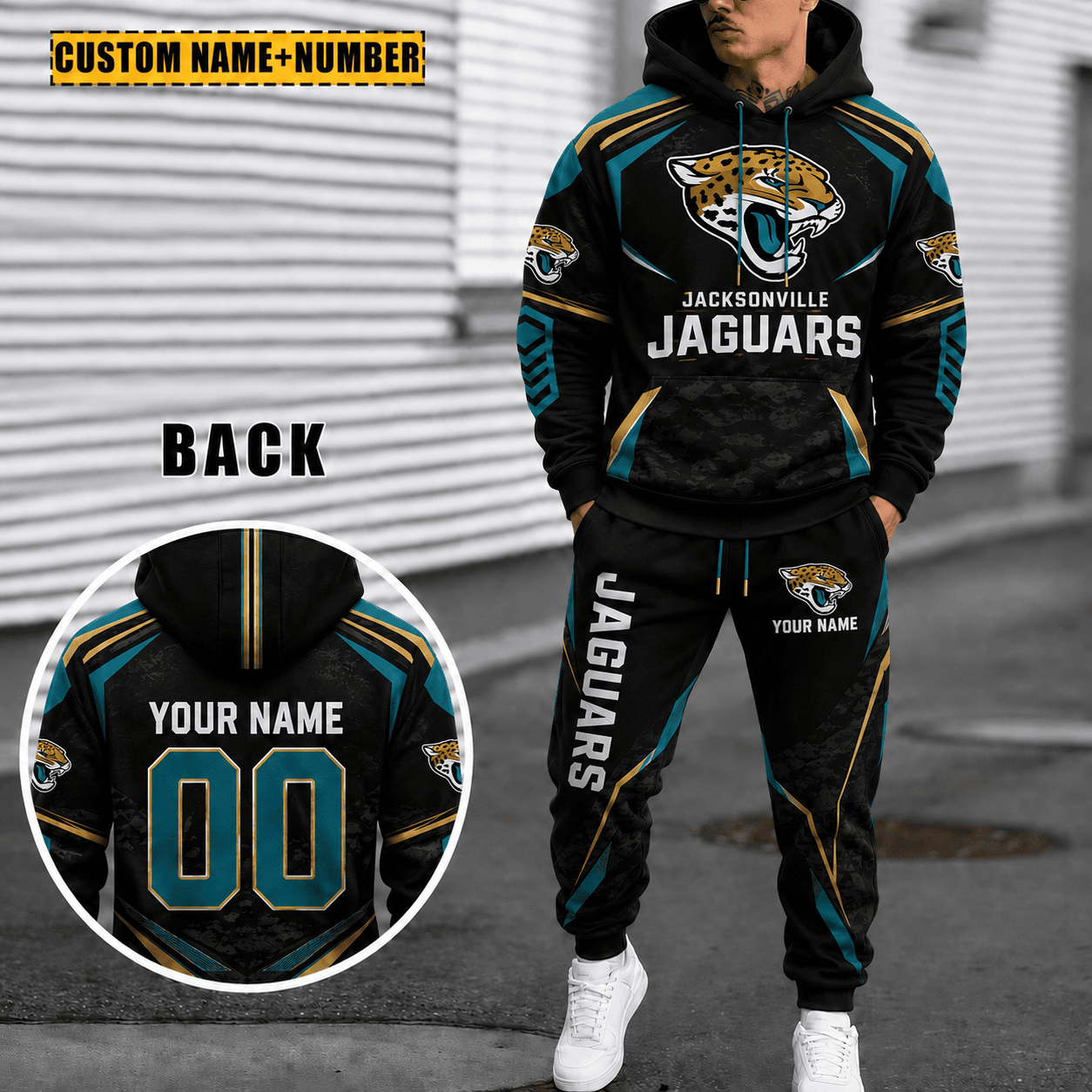 Jacksonville Jaguars Personalized Combo Hoodie And Sweatpants Gift For Fan VA1024