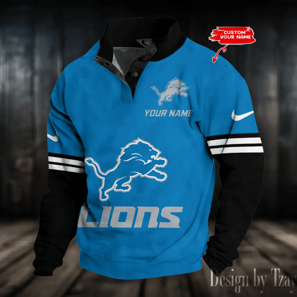 Detroit Lions NFL Premium Stand-Collar Game-Day Pullover - Engineered Warmth & Personalized Name S9DBSCH683