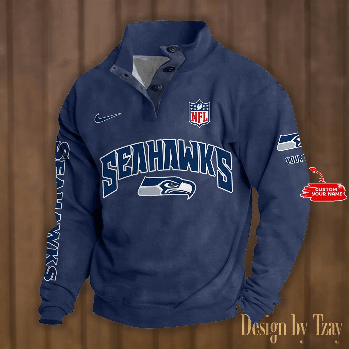Seattle Seahawks Premium Stand-Collar Game-Day Pullover - Engineered Warmth & Personalized Name S9DBSCH061