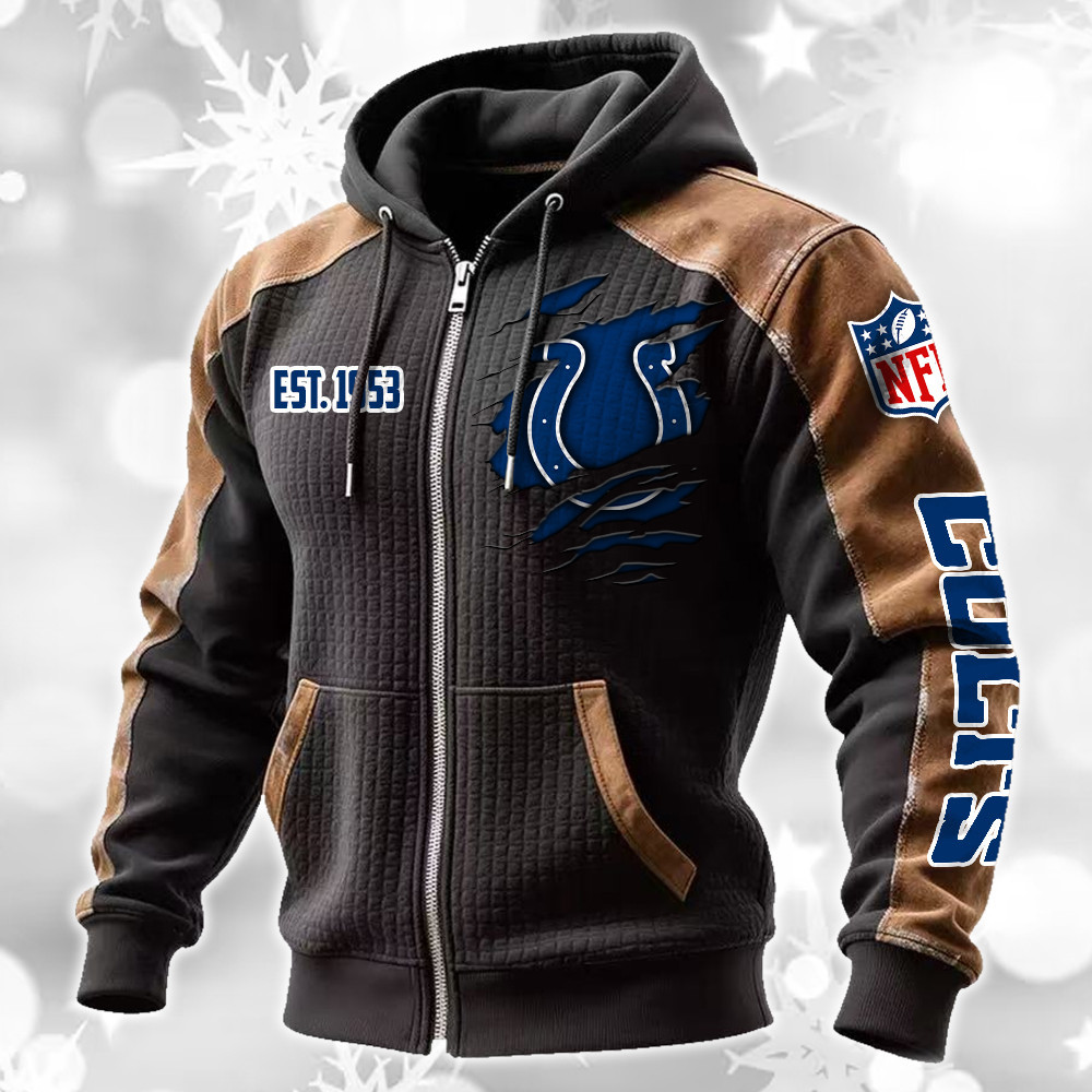 Indianapolis Colts Waffle Full-Zip Fleece Hoodie DMAG0014