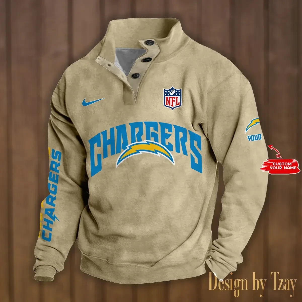 Los Angeles Chargers Double Breasted Stand Collar hoodie S9DBSCH050