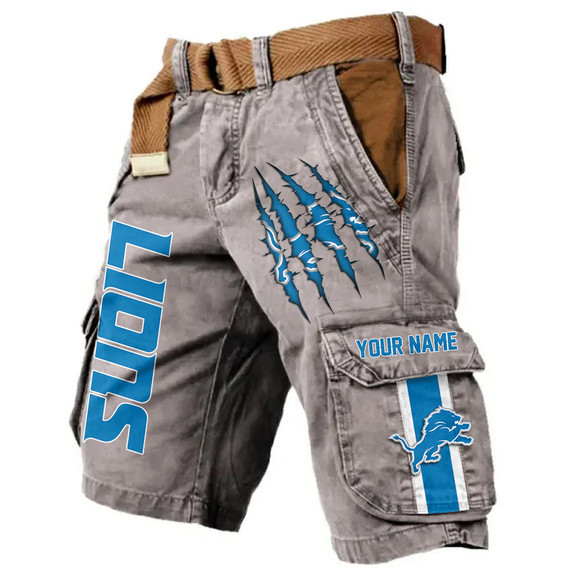 Detroit Lions Pocket Print Cargo Shorts (Belt Not Included) S9MCS217