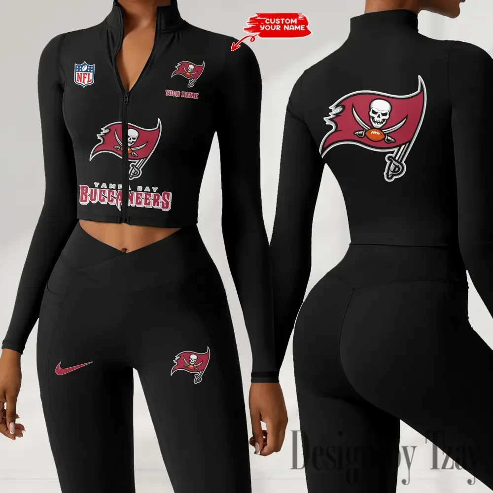 Tampa Bay Buccaneers Zipper Sports Top Women Gym Long Sleeve for Fitness SPTZSTW062