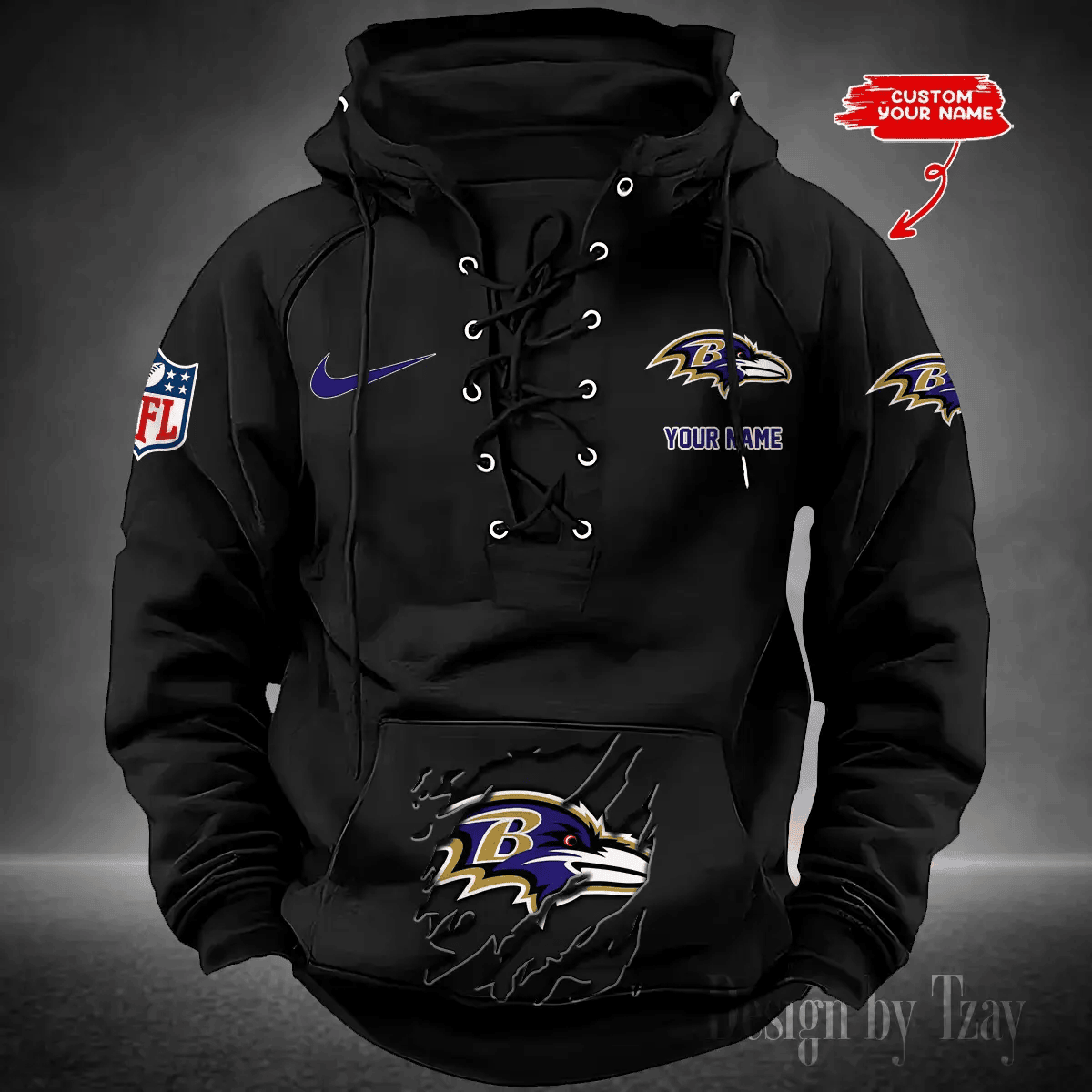 SPTS9HLUH003-Baltimore Ravens Men's Hooded Lace-up Hoodie