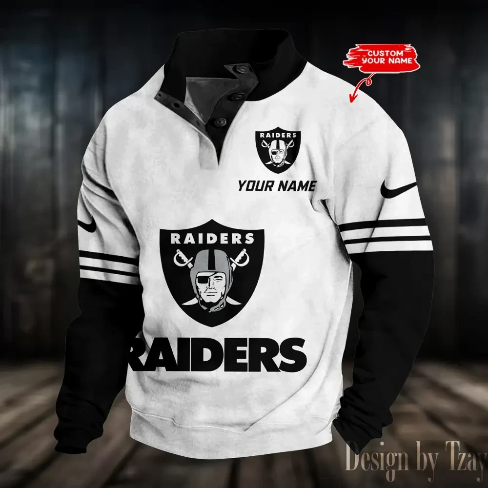 Las Vegas Raiders NFL Premium Stand-Collar Game-Day Pullover - Engineered Warmth & Personalized Name S9DBSCH689
