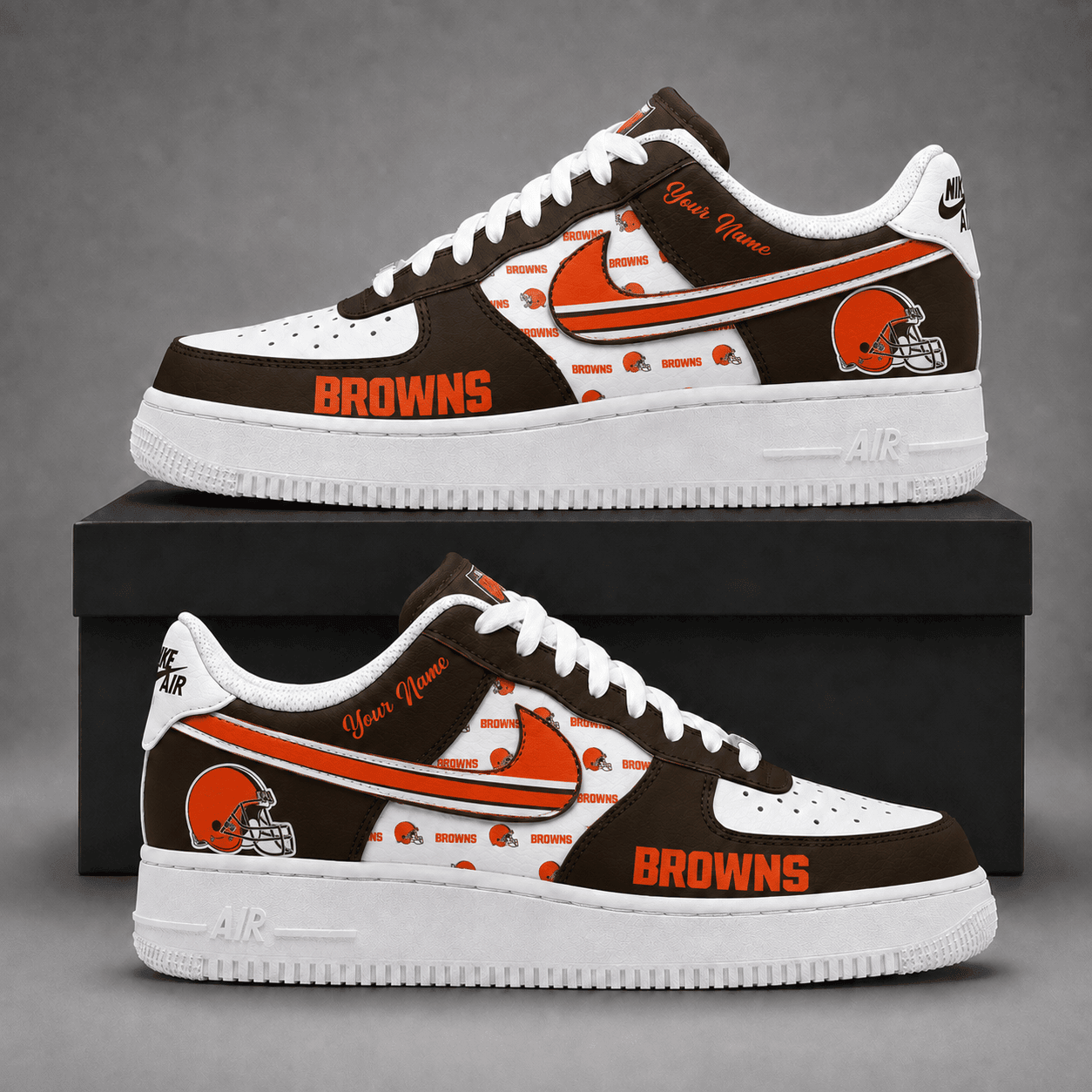 Cleveland Browns | Premium NFL Fear The Team AF1 Sneakers Personalized - VA37417