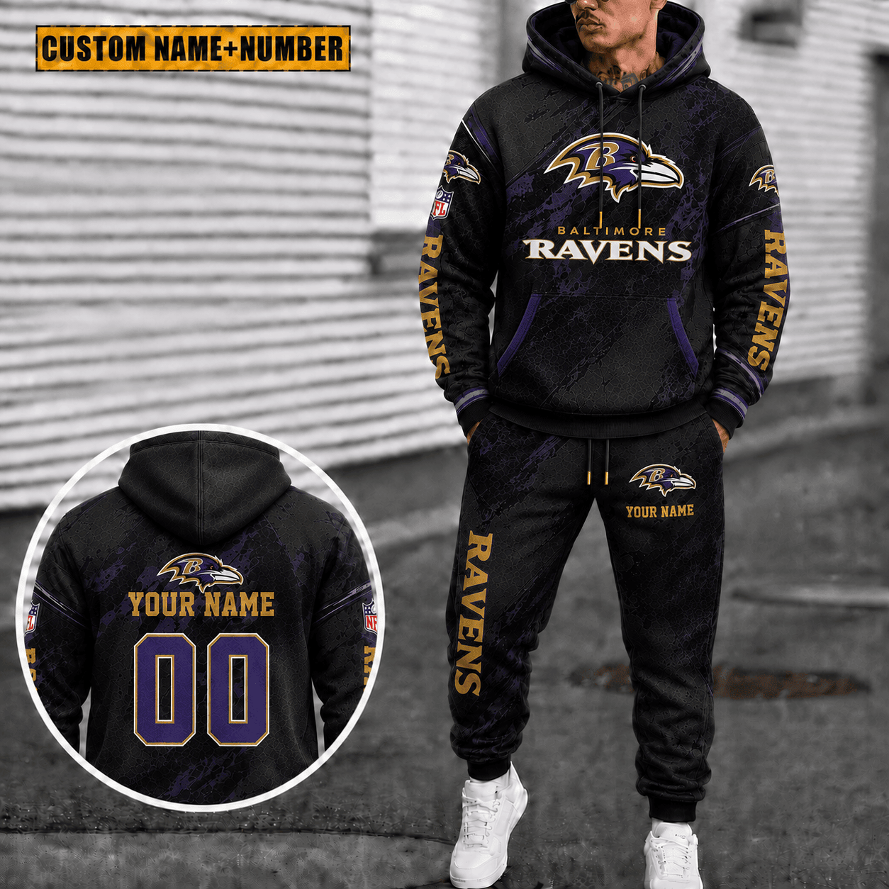 Baltimore Ravens Personalized Combo Hoodie And Sweatpants Gift For Fan VAN6127
