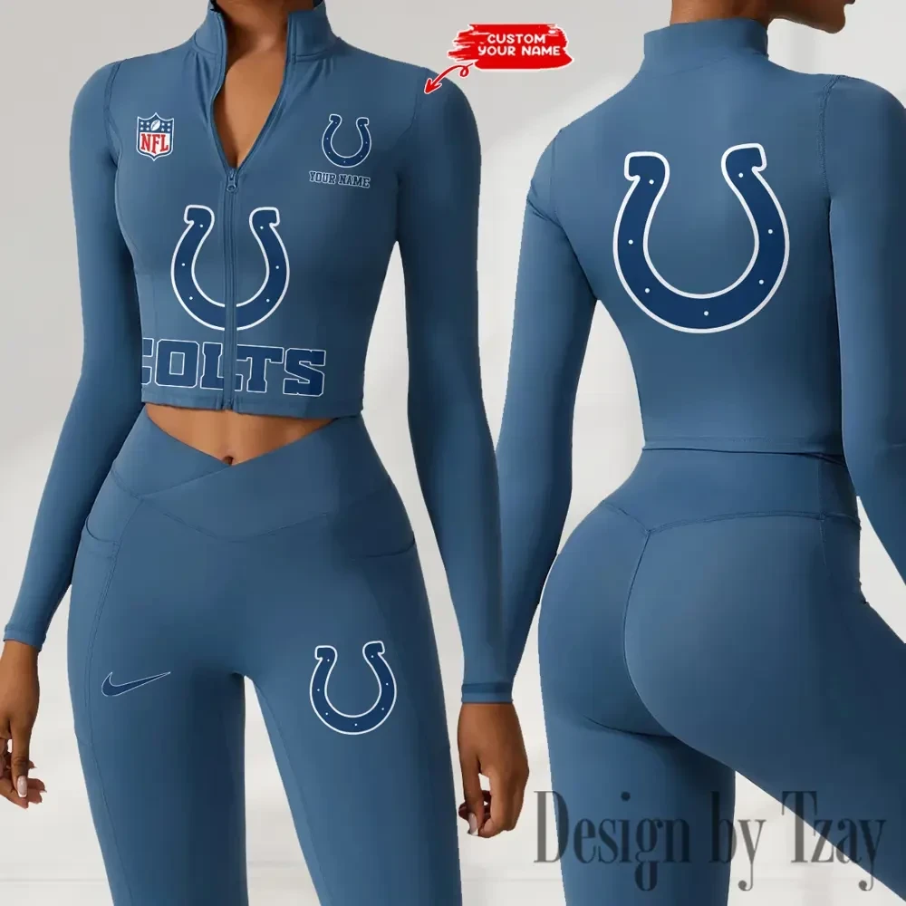 Indianapolis Colts Zipper Sports Top Women Gym Long Sleeve for Fitness SPTZSTW046