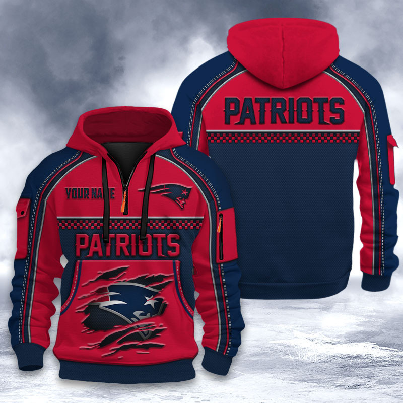 New England Patriots DMHT2534 3D Half-zip Hoodie