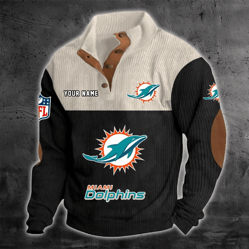 Miami Dolphins S9DBSCH1220 Color Block Stand Collar Sweatshirt