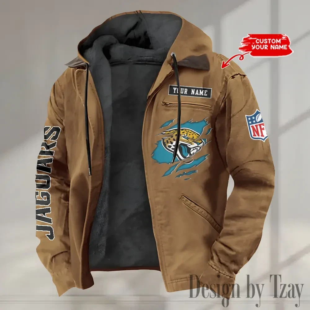Jacksonville Jaguars Men's Casual Padded Jacket Hooded trending 2026 SPTPJH015