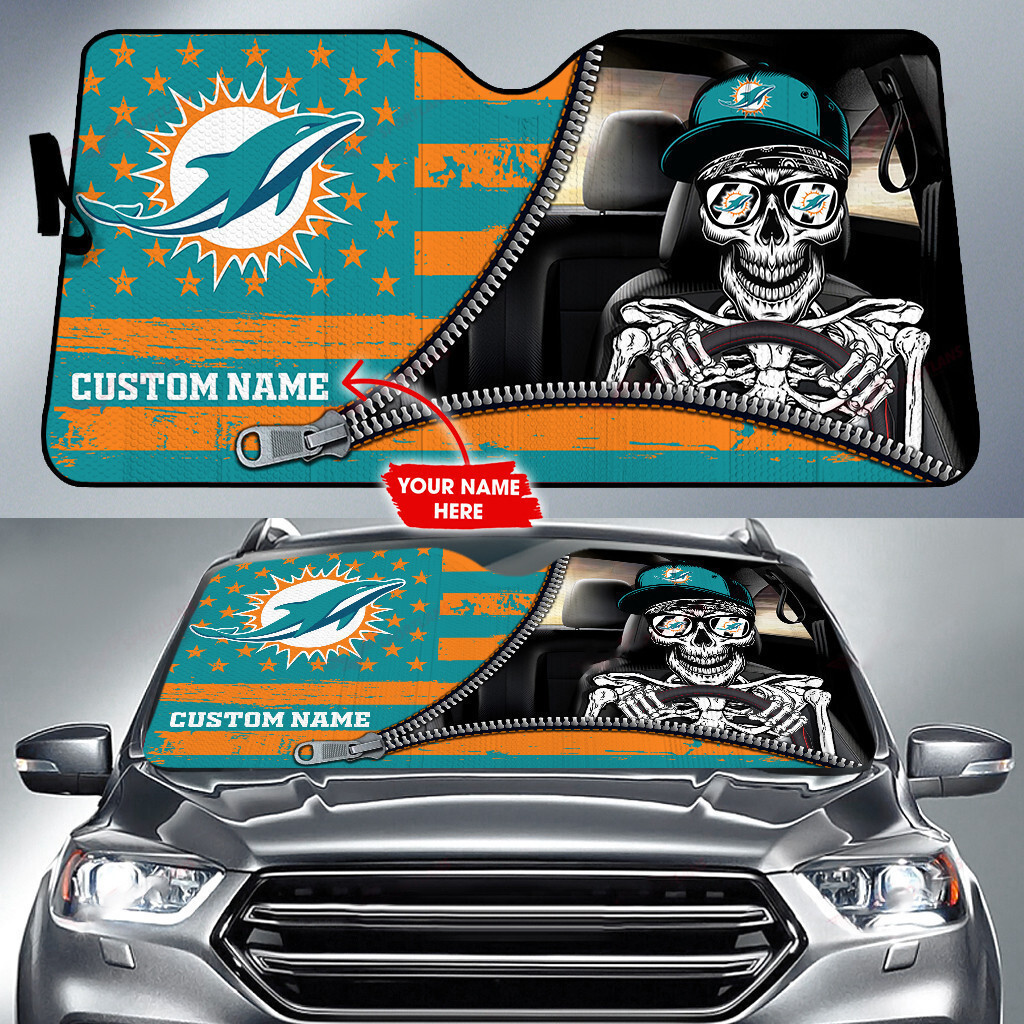 Miami Dolphins Personalized Auto Sun Shade BG81