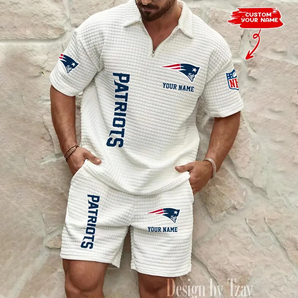 New England Patriots Men’s Waffle Pattern Half Zipper Shirt And Short BSPTWHZSS087