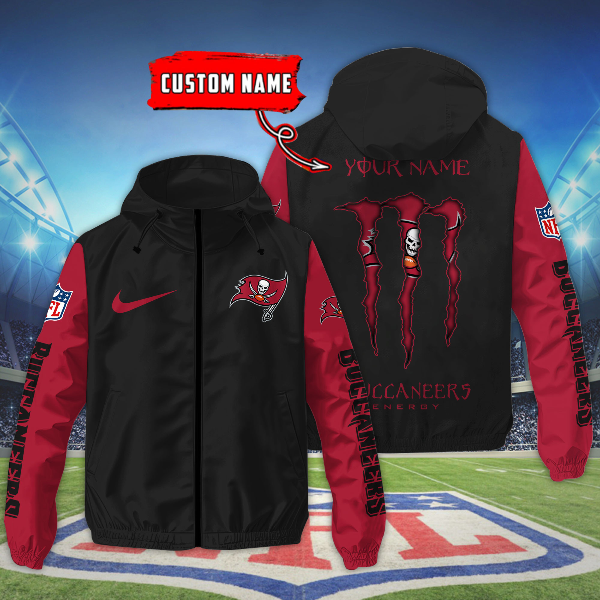 Tampa Bay Buccaneers Custom Windbreaker Outdoor Jacket Sport Fan Gift SPTWJACKET062