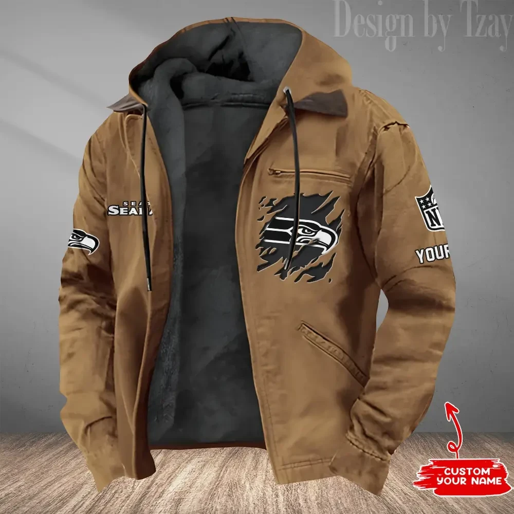 Seattle Seahawks Men's Casual Padded Jacket Hooded Trending 2026 SPTPJH062