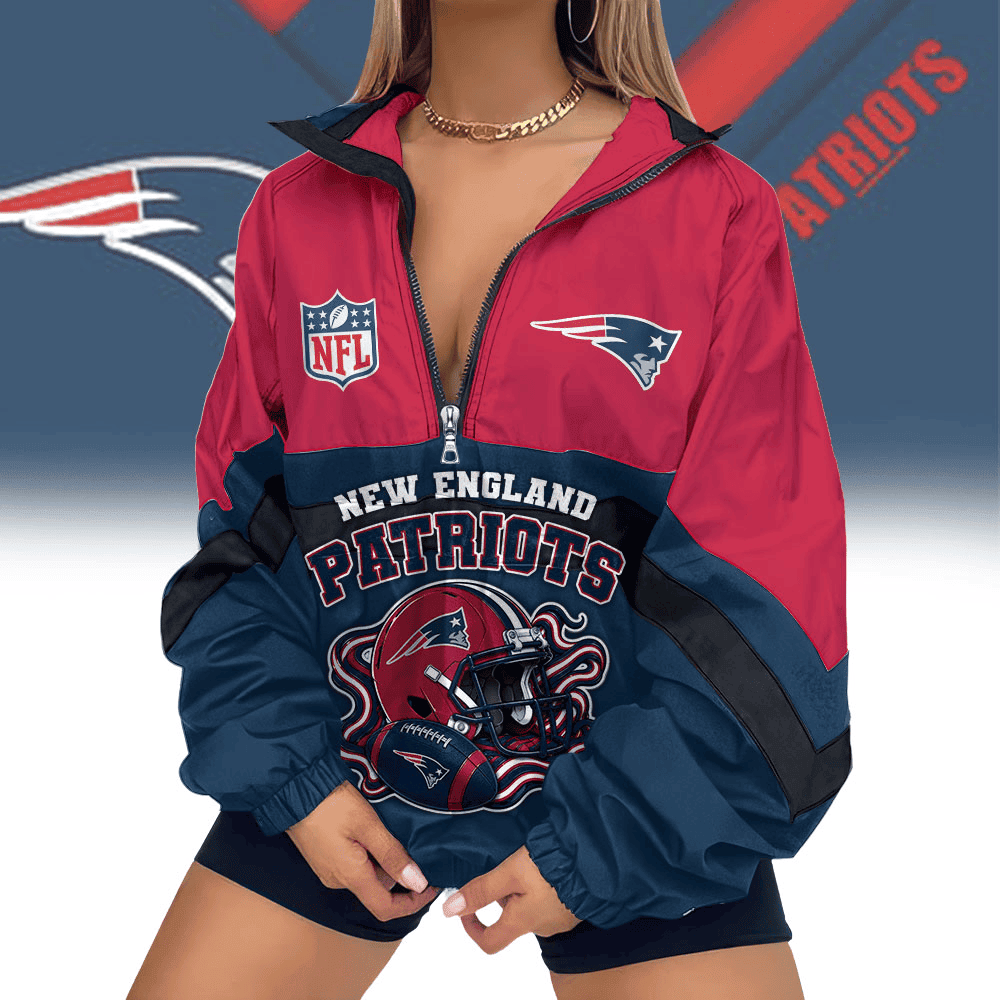 New England Patriots | Premium NFL Championship Vibe V-Neck Zipper Sweatshirt Jackets NTH1