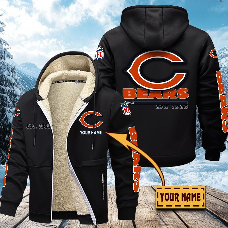 Chicago Bears Premium Sherpa-Lined Winter Hoodie – Personalized Edition VITZC076