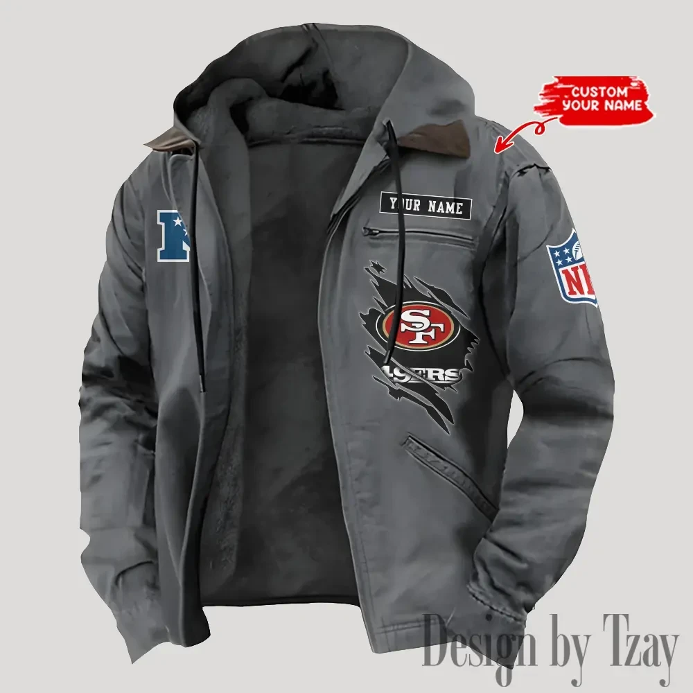 San Francisco 49ers Men's Casual Padded Jacket Hooded Trending 2026 SPTPJH157