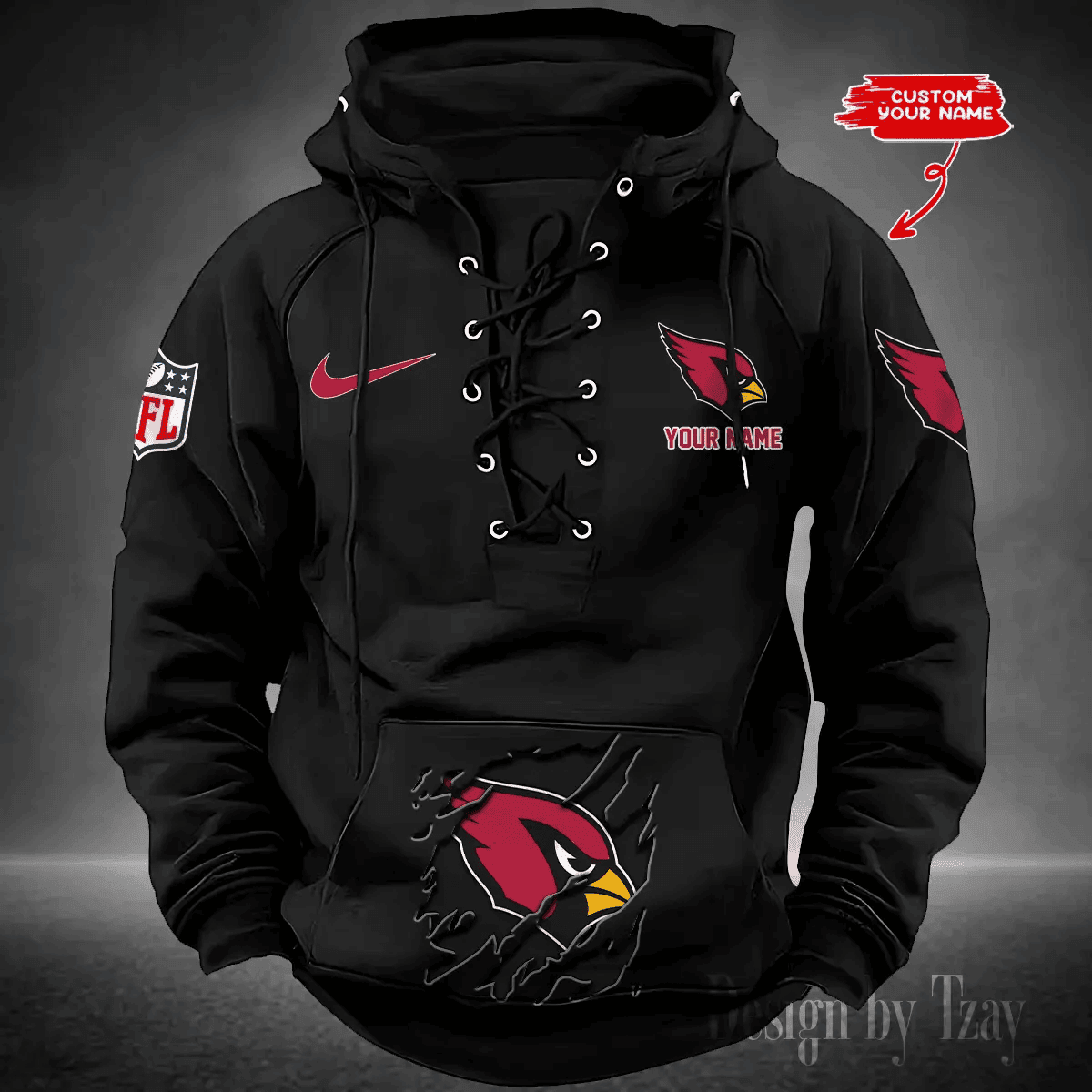 SPTS9HLUH001-Arizona Cardinals Men's Hooded Lace-up Hoodie