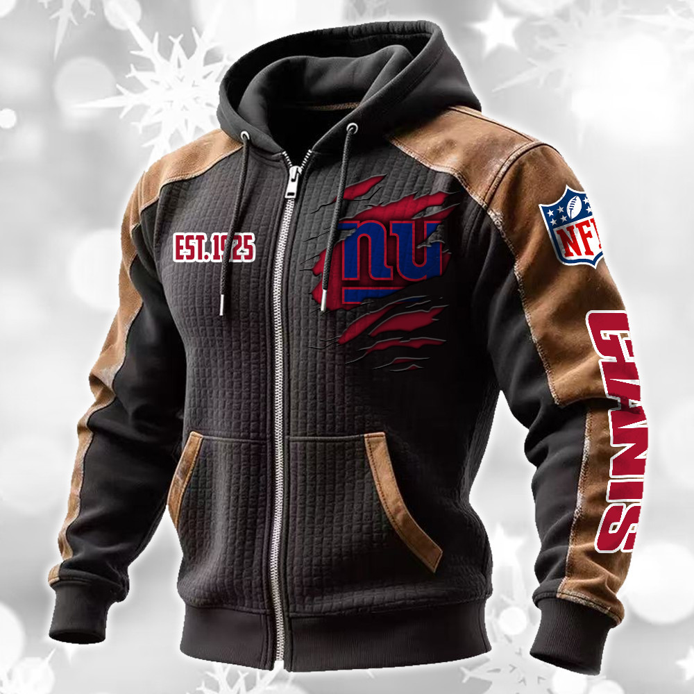 New York Giants Waffle Full-Zip Fleece Hoodie DMAG0024