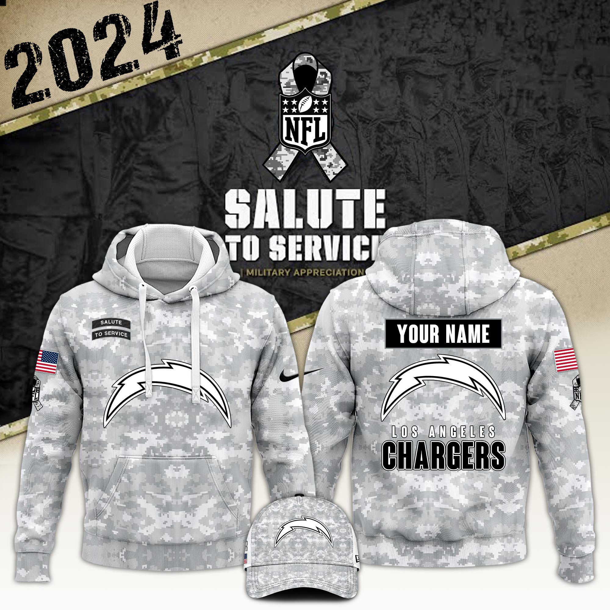 Los Angeles Chargers Veterans Day Hoodie VTR5729