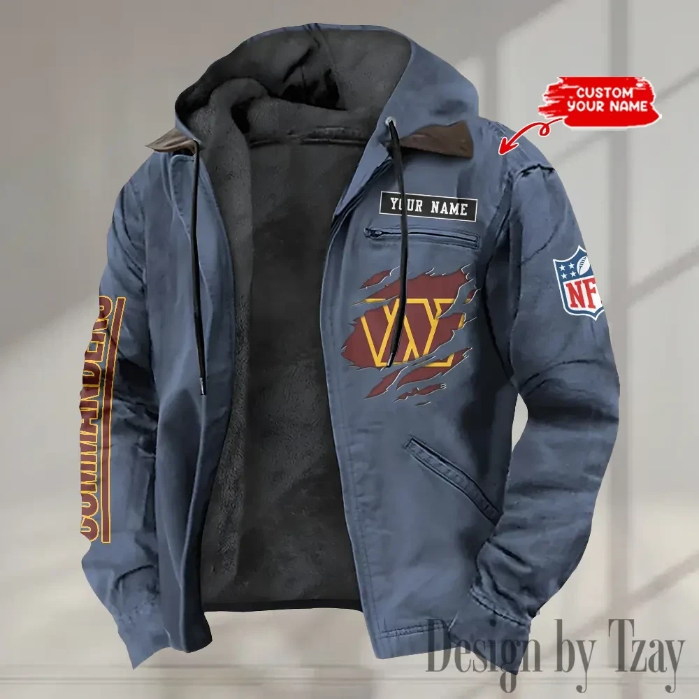 Washington Commanders Men's Casual Padded Jacket Hooded trending 2026 SPTPJH019