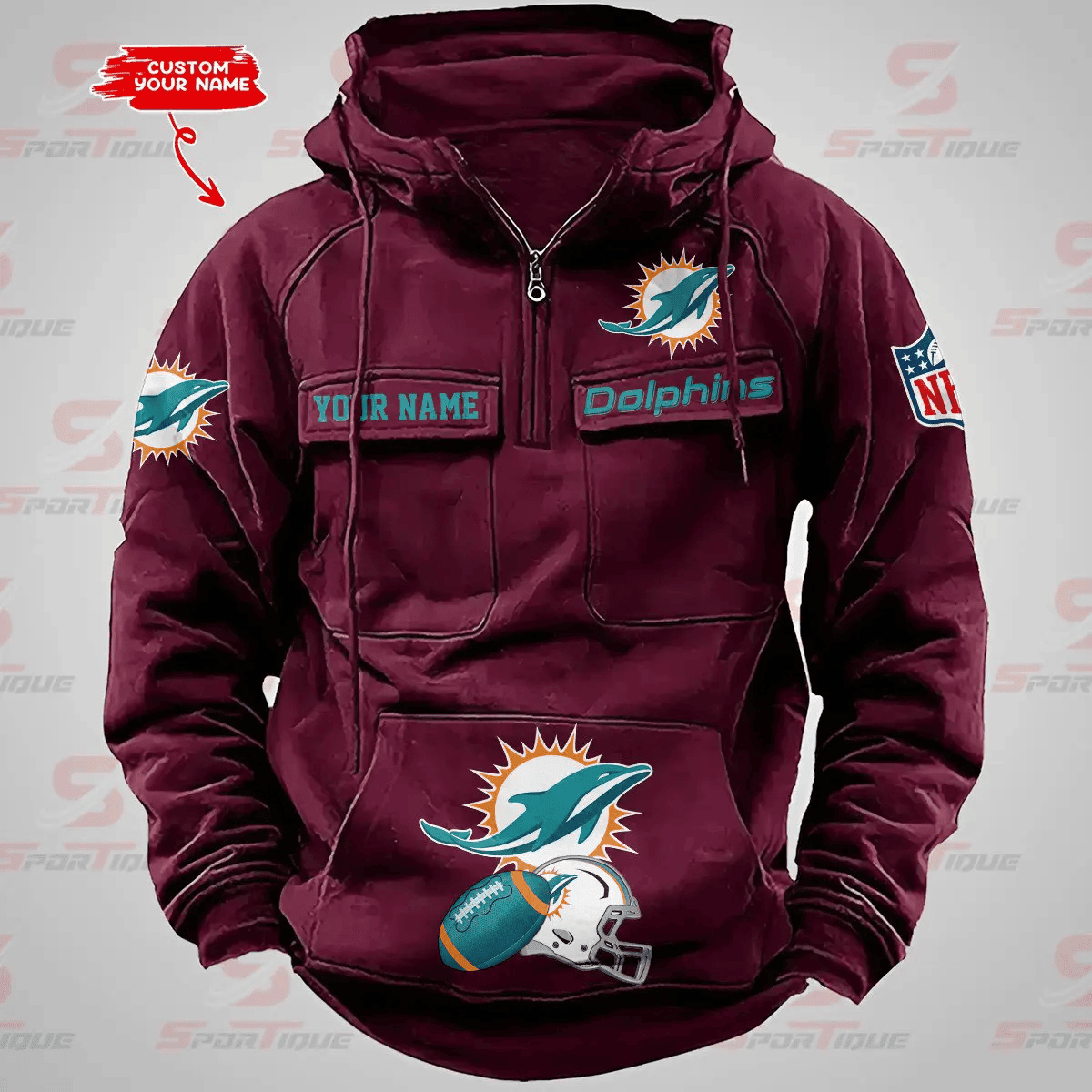 Miami Dolphins Vintage Men Hoodie AZVMHD370