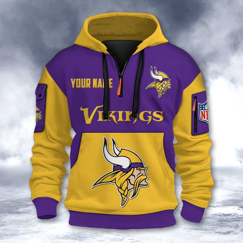Minnesota Vikings DMHT2738 3D Half-zip Hoodie