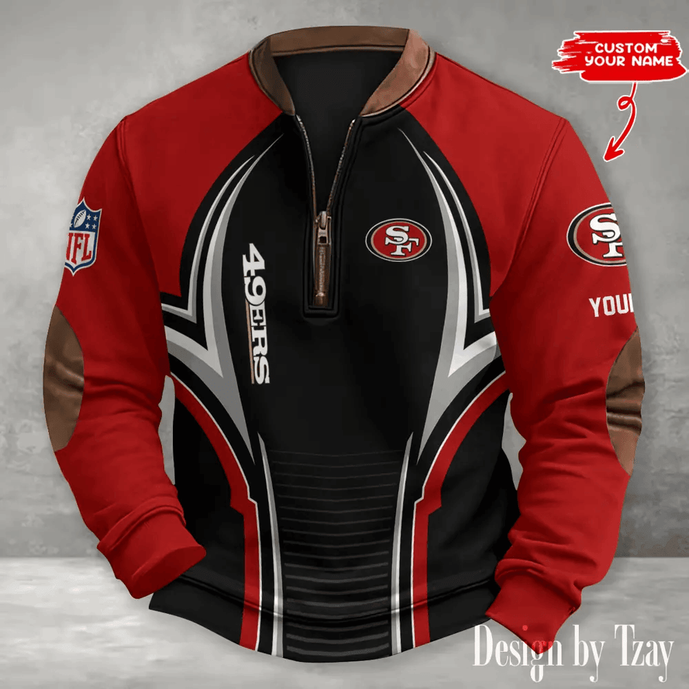 S9MPZNS200-San Francisco 49ers Premium Personalized Game-Day Quarter-Zip