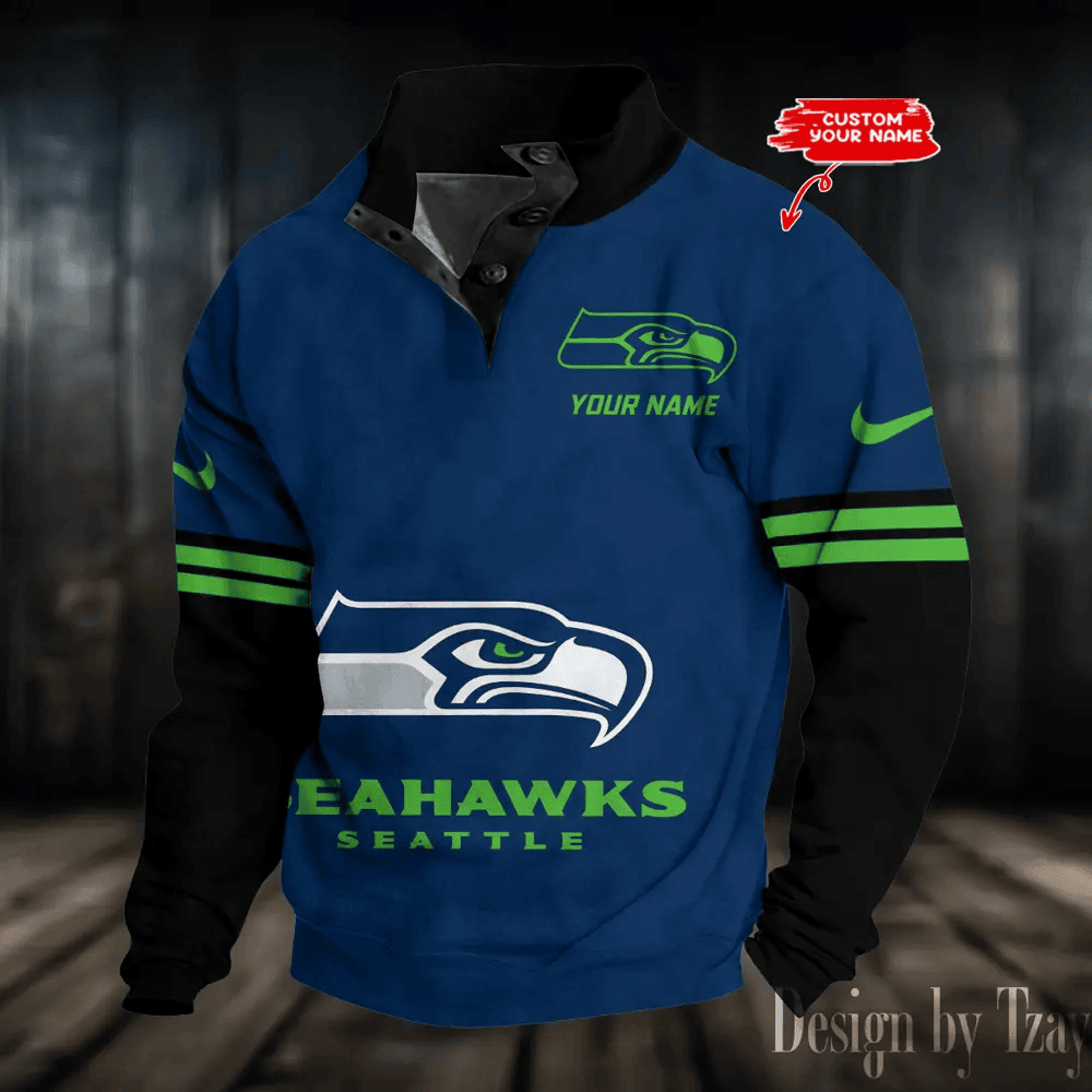 Seattle Seahawks NFL Premium Stand-Collar Game-Day Pullover - Engineered Warmth & Personalized Name S9DBSCH677