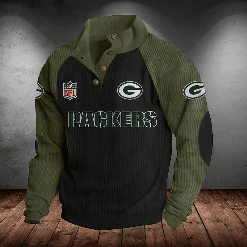 Green Bay Packers S9DBSCH830 Men's Corduroy Colorblock Sweatshirt