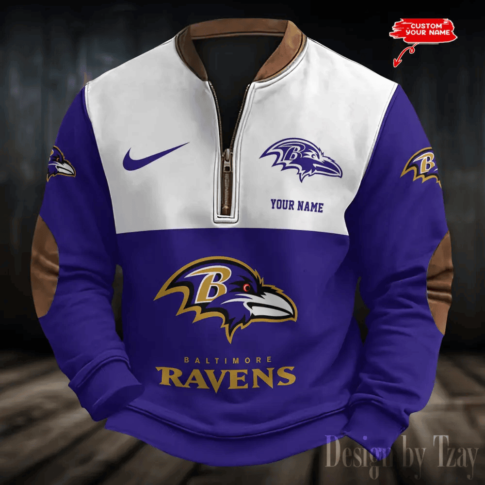 S9MPZNS163-Baltimore Ravens Premium Personalized Game-Day Quarter-Zip