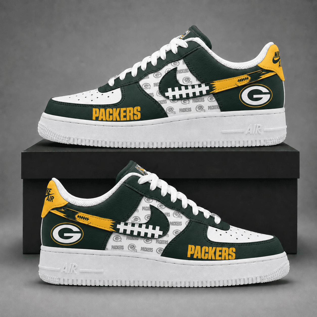 Green Bay Packers | Premium NFL Fear The Team AF1 Sneakers Personalized - VA37430