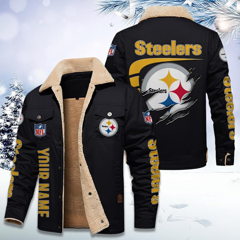 Pittsburgh Steelers Personalized Sherpa Fleece Trucker Jacket DMHL1044