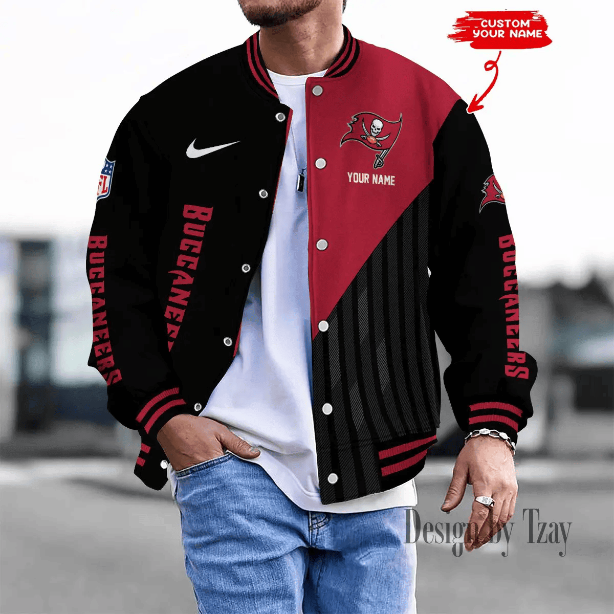 SPTBBJACKET126-Tampa Bay Buccaneers Personalized New Baseball Jacket Gifts For Fan