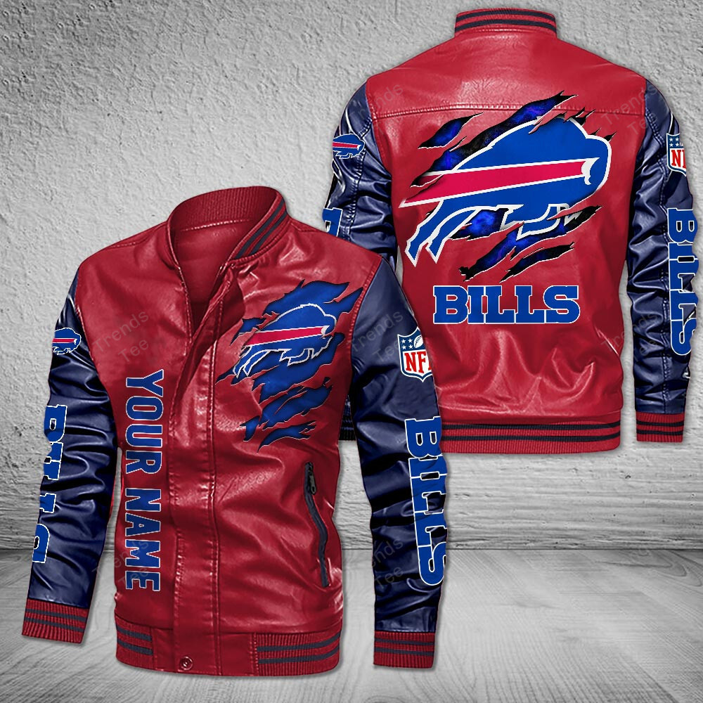 DMHQ0043 Buffalo Bills Signature Series Leather Jacket — Plush Sherpa Lining