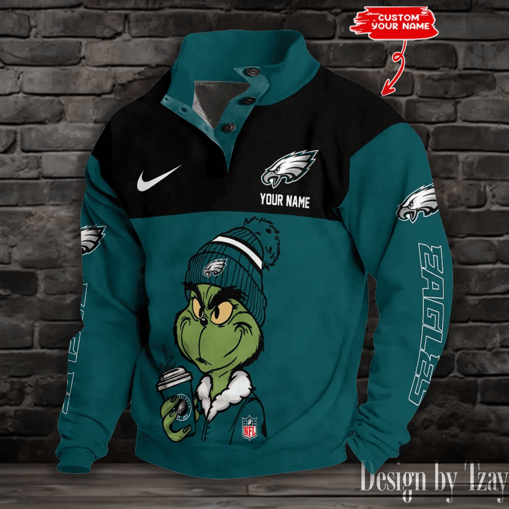 Philadelphia Eagles Premium Stand-Collar Game-Day Pullover - Engineered Warmth & Personalized Name S9DBSCH729