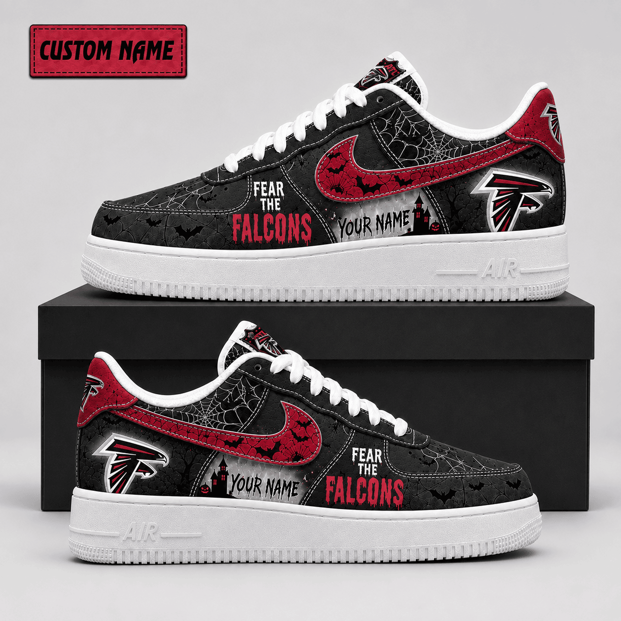 Atlanta Falcons | Premium NFL Fear The Team Halloween AF1 Sneakers - VA323537