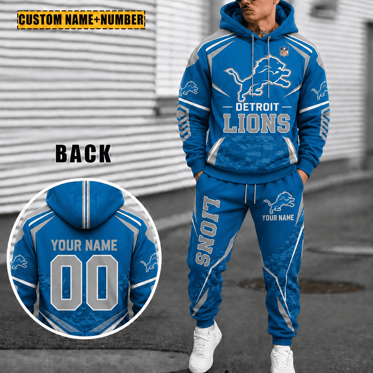 Personalized Detroit Lions Combo Hoodie And Sweatpants Gift For Fan VA1010