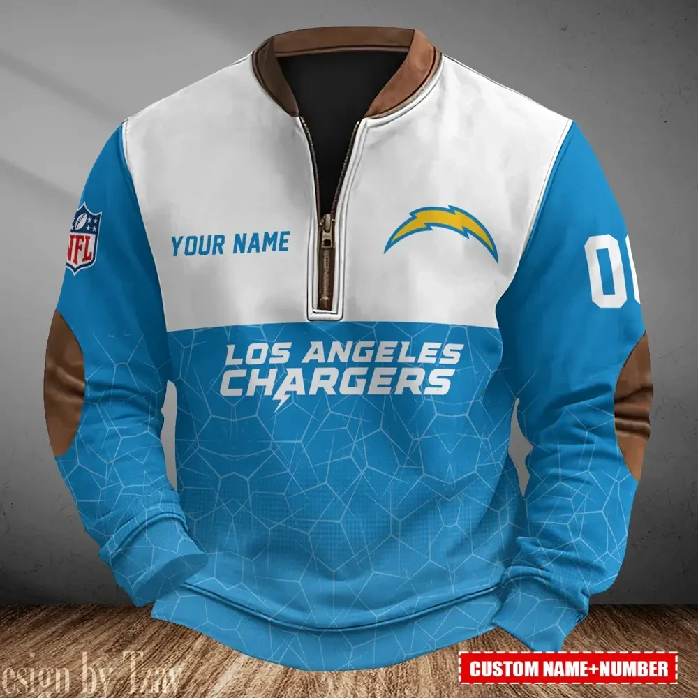 Los Angeles Chargers Men's Vintage Zipper Stand Collar Sweatshirt S9MPZNS287