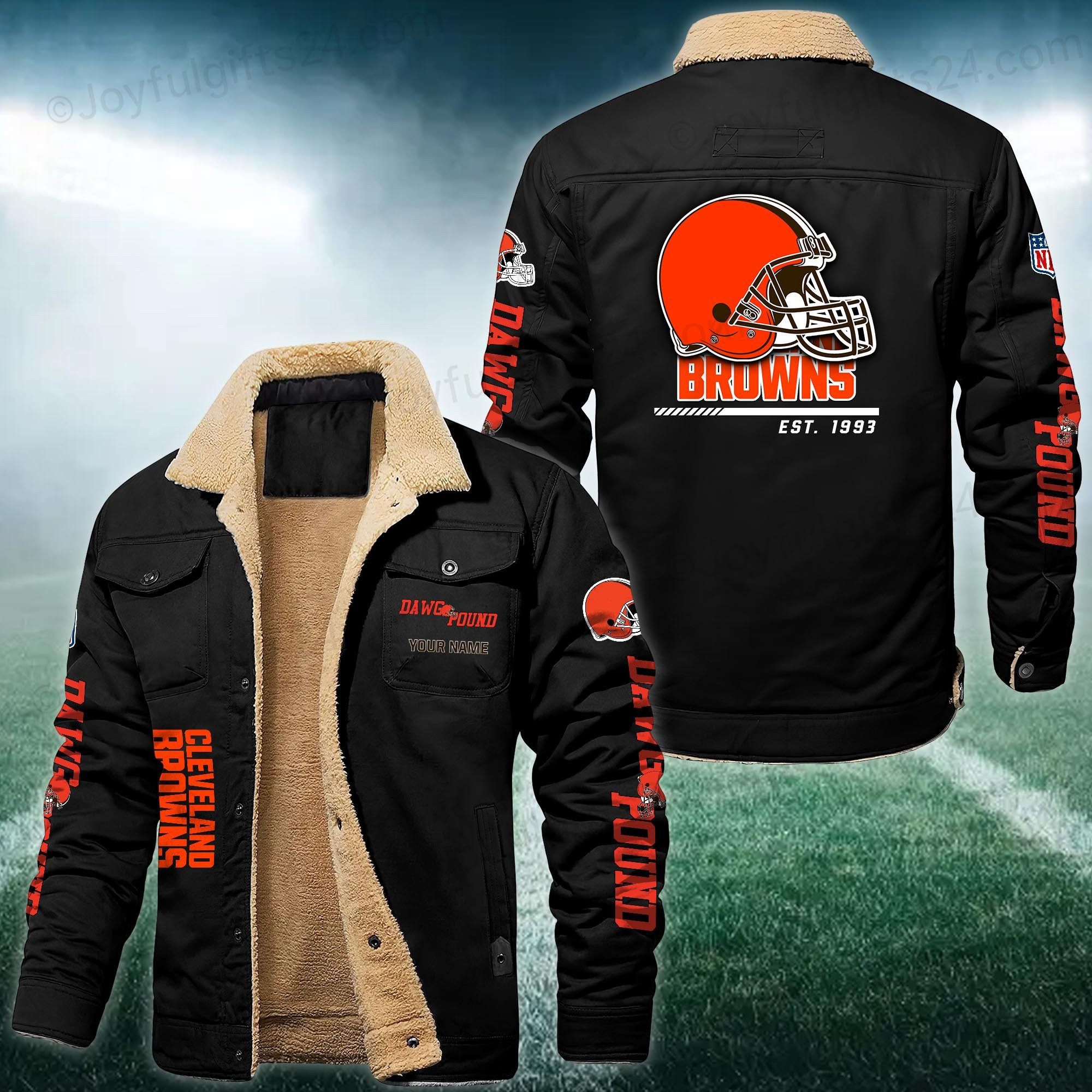 Cleveland Browns FLEECE BOMBER JACKET Custom name 10043895N