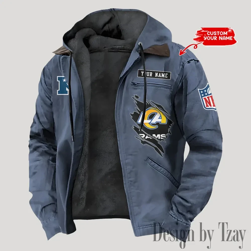 Los Angeles Rams Men's Casual Padded Jacket Hooded Trending 2026 SPTPJH148