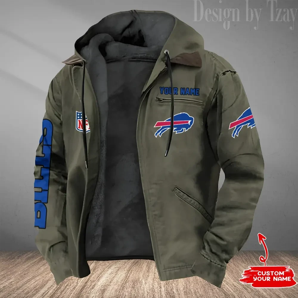 Buffalo Bills Men's Casual Padded Jacket Hooded Trending 2026 SPTPJH069